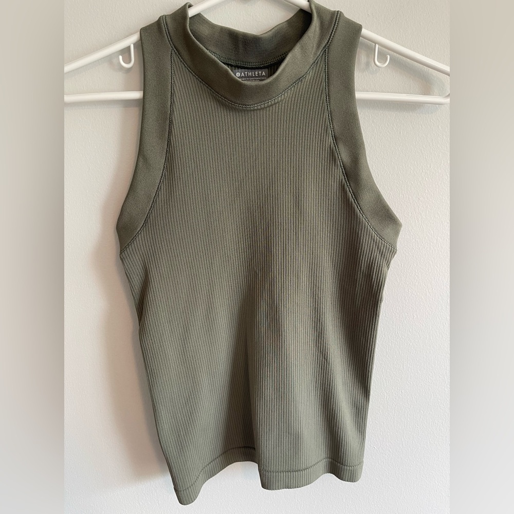 Athleta Green Ribbed Tank Top